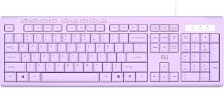 Rii RK907 Ultra-Slim Compact USB Wired Keyboard for MAC and PC-Purple | Full-Sized,Wired QWERTY Keyboard,Plug and Play,Home or Office for Mac and PC,Windows10/8/7/Vista/XP