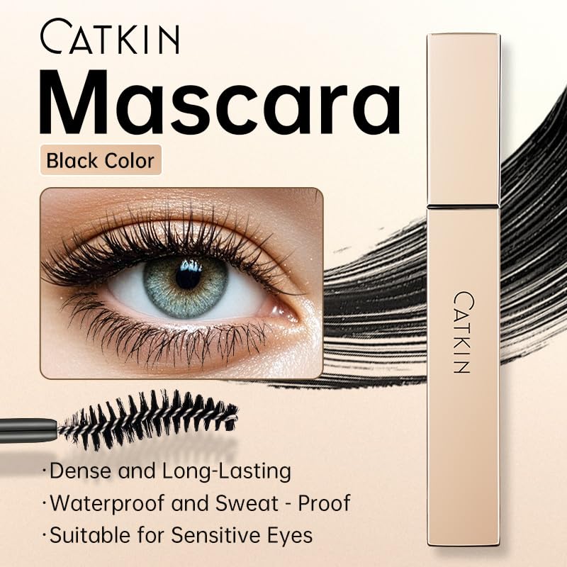 CATKIN Lash Lengthening Mascara, Volumizing & Lengthening, Very Black, Clump-Free, Long Lasting Waterproof Formula for Dramatic Long Lashes 7.5g - Image 2