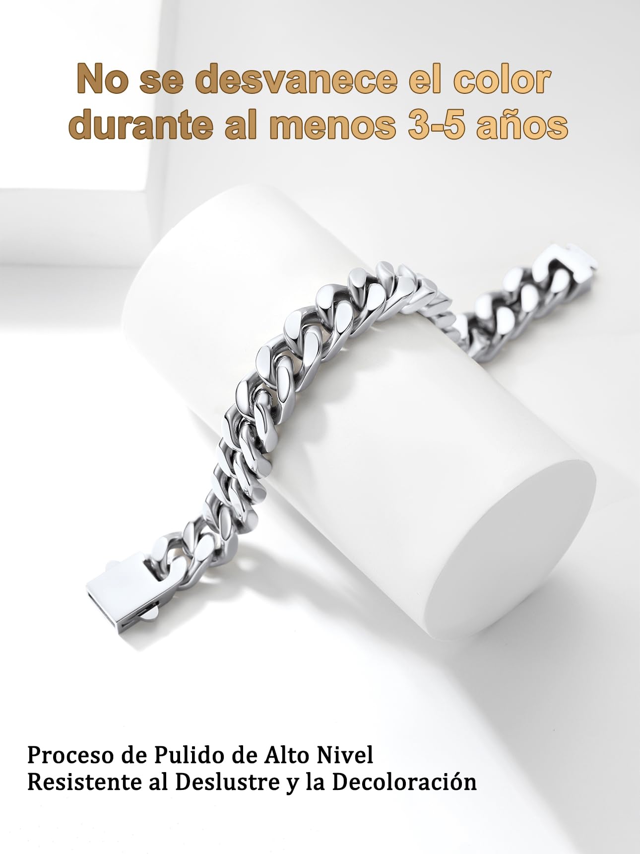 Bestyle Pulseras Cubanas Cadenas Hombre Mujer Acero Inoxidable 316L | Pulsera Eslabones 5/7/9/12mm Ancho,Plateado/Dorado/Negro,19cm/21cm/23cm Longitud Joyería para Hombres