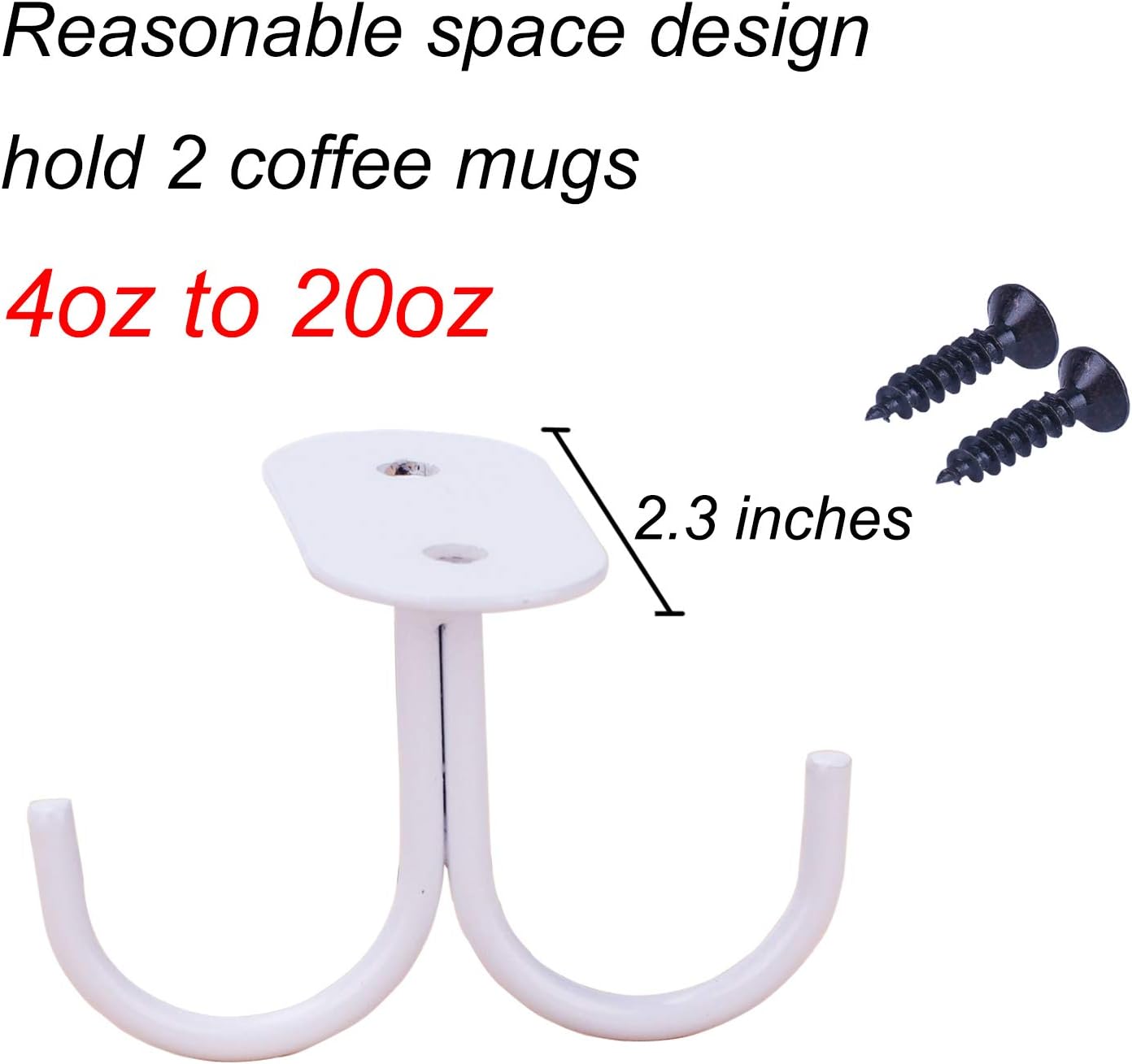 LEVOSHUA Mug Holder, 12 Cabinet Hook Mug Rack, Coffee Cup Holder, Rustic Mug Tree for Small or Large Coffee Mug, Wine Beer Mug, Teapot (Oval White)