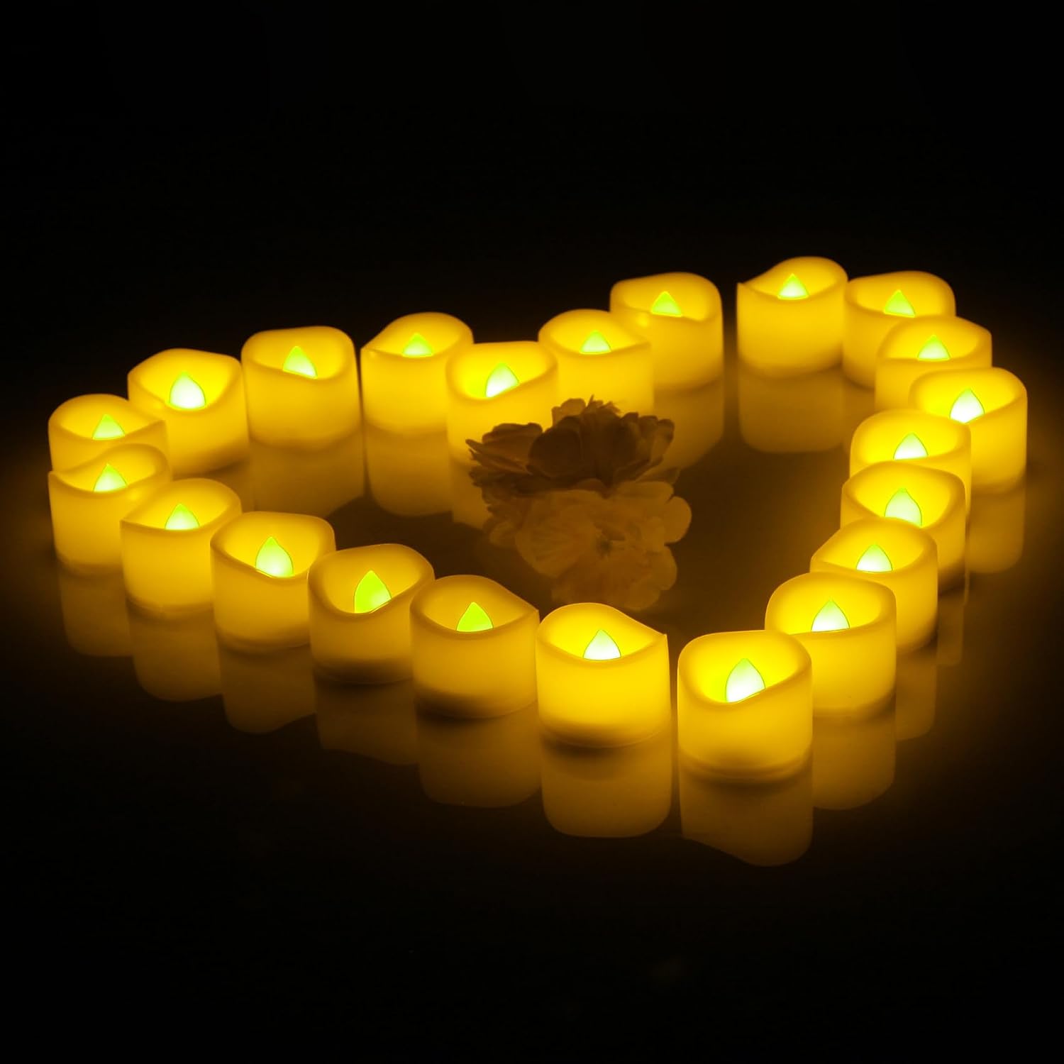 iZAN 12 PCS Flameless LED Tea Lights Candles Battery Operated Fake Flickering Electric Small Votive Candles Tealights for Wedding Party Decorations Home Décor, Cream White Shell, Amber Yellow Glow