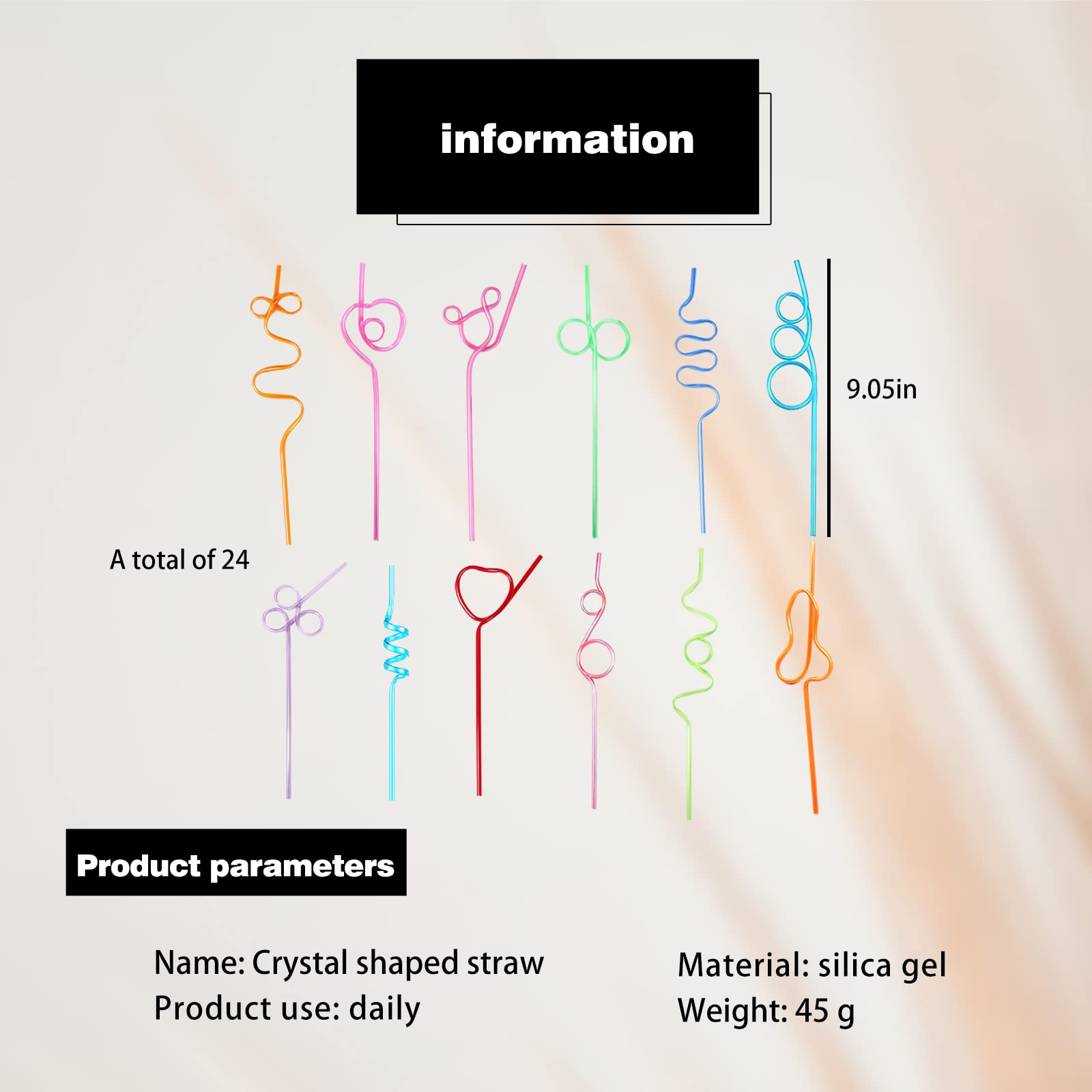 WUSJCOF Pailles Réutilisables Multicolores, 12 Pièces Longues Pailles Pour Enfants, Formes Spirales Pailles à Cocktail Pour Boisson Froide, Pailles De Fête Pour Anniversaire Et Mariages