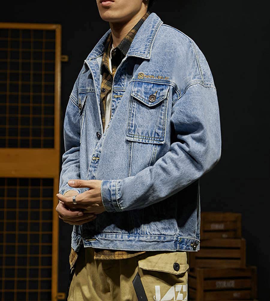 Tomwell Giacca Jeans Uomo Manica Lunga Casual Denim Giubbini Cappotti Oversize Strappata Giacche Giubbotto Uomini Moda Streetwear Autunno Cappotto Leggero Giaccone da Lavoro