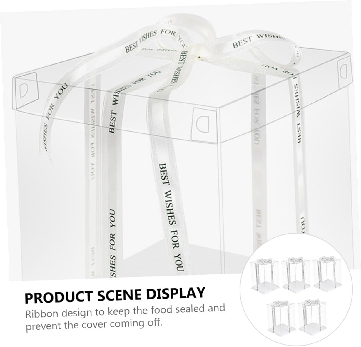 SUPVOX 5pcs 8-inch Square Cake Boxes with Lid, Tall Double-layer Food Packaging Containers for Birthday Party Cake Carrier and Packaging