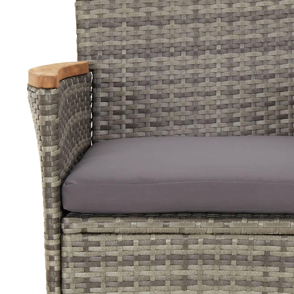 Set di 3 mobili da giardino in polyrattan, colore grigio