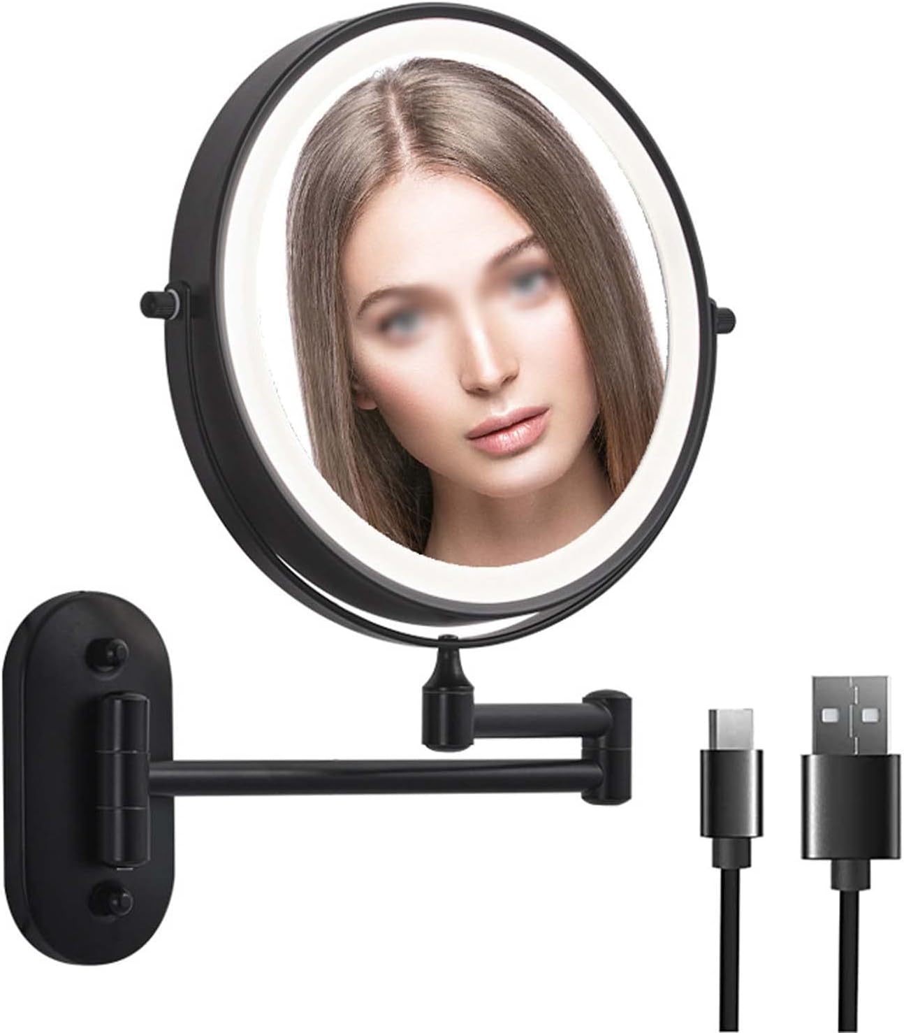 Wall Mounted Makeup Mirror with Lights, Rechargeable