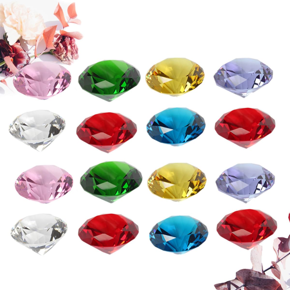 20 Stück Kristall Diamant Deko in Gemischten Farben | Zarte Kristallornamente, Dekorativ für Brautparty und Events, Funkelnde Akzente, Elegante Optik Zufällige Farbe