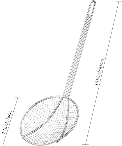 Miniatura 4 de Cuchara espumadora para freidora, cuchara coladora de cocina, cuchara de araña y utensilios para freidora profunda con cesta, cocina para freidora,