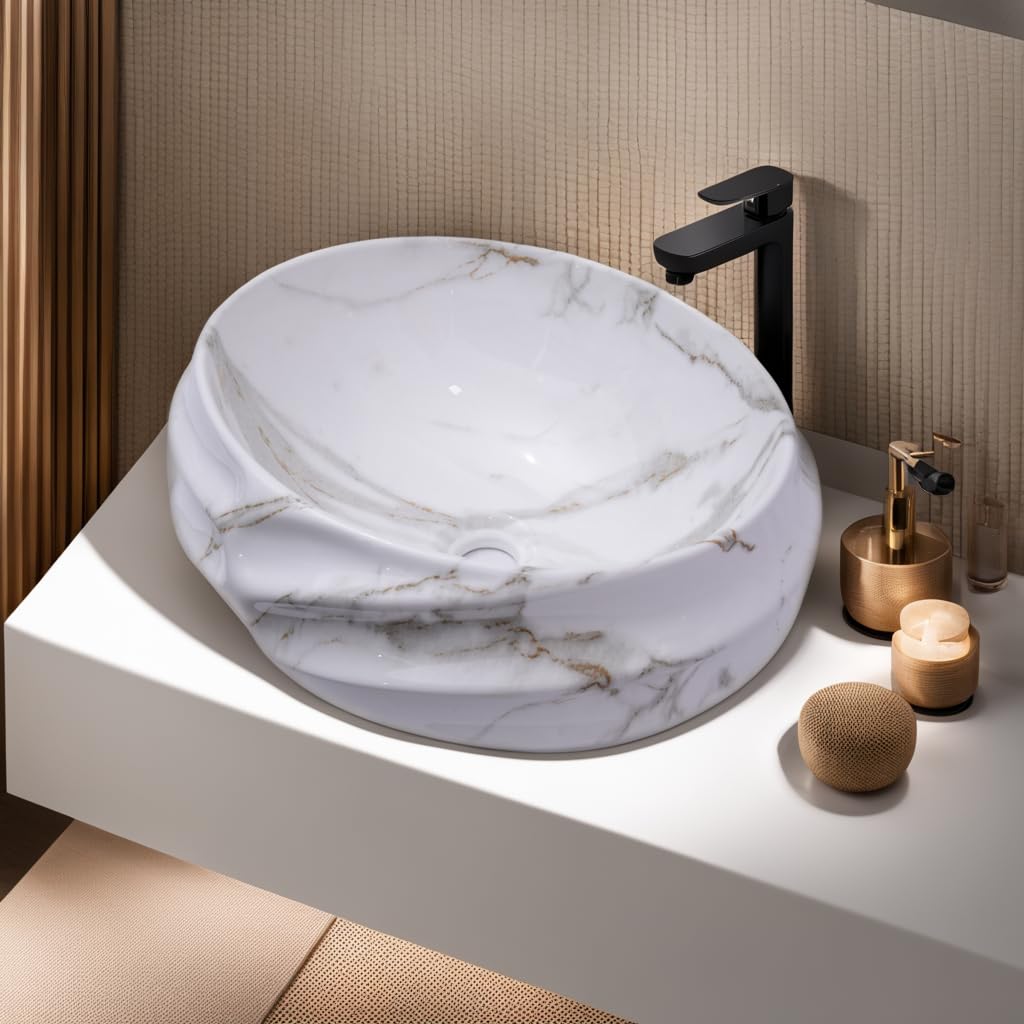 See full amazon price history chart for NEXIS Designer Glossy Finish Ceramic Art Wash Basin Vessel Sink Table Top | Collapsible Wash Basin (Marble White Art Wash Basin, 16 x 13 x 6 Inch) NEXIS Designer Glossy Finish Ceramic Art Wash Basin Vessel Sink Table Top | Collapsible Wash Basin (Marble White Art Wash Basin, 16 x 13 x 6 Inch) (B0BWDTY116) Amazon Price History, Amazon Price Tracker