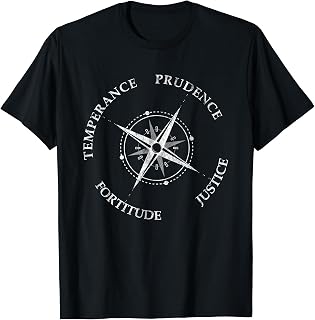 Temperance Prudence Justice Fortitude Cardinal Virtues Retro T-Shirt