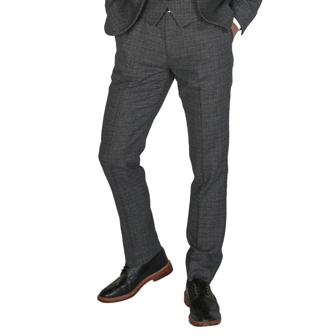 Paul Andrew Men's Navy-Trousers Ralph - Navy Tweed Trousers - Navy 46