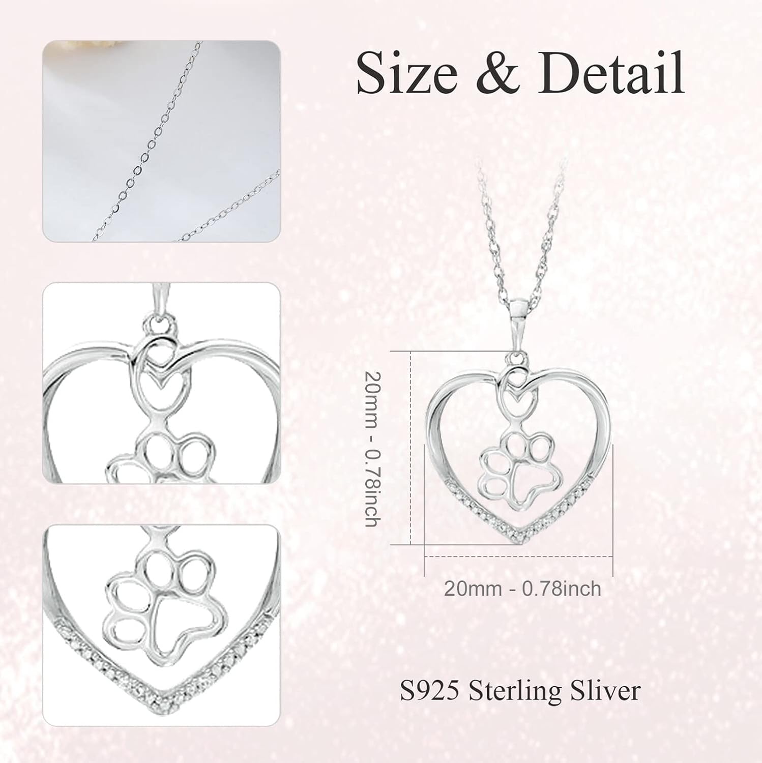 1/10 cttw Sterling Silver Natural Diamond Necklaces Embellished with 0.5ct Mossanite, Hypoallergenic Necklaces, Anniversary Birthday Diamond Jewelry Gifts for Women - Image 4