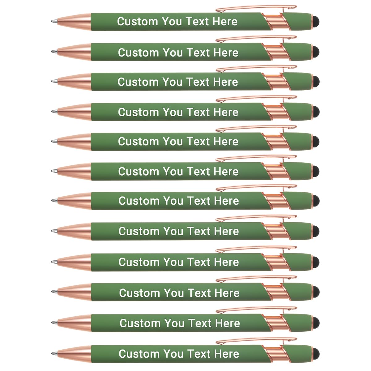 Zoonnis 96 Pcs Personalised Ballpoint Pens with Stylus Tips for Business Personalized Engraved Pen In Bulk for Women Men with Name Text Customised Pen Writing Custom Pen With Black Ink for School