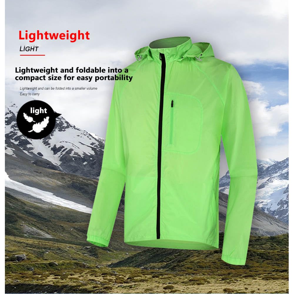 Chaqueta De Ciclismo Mujer Hombre, Impermeable Transpirable Con Bolsillos Cremallera Cortavientos Capucha Resistente Chaqueta Para La Lluvia, Protección Solar Chaqueta Para Correr