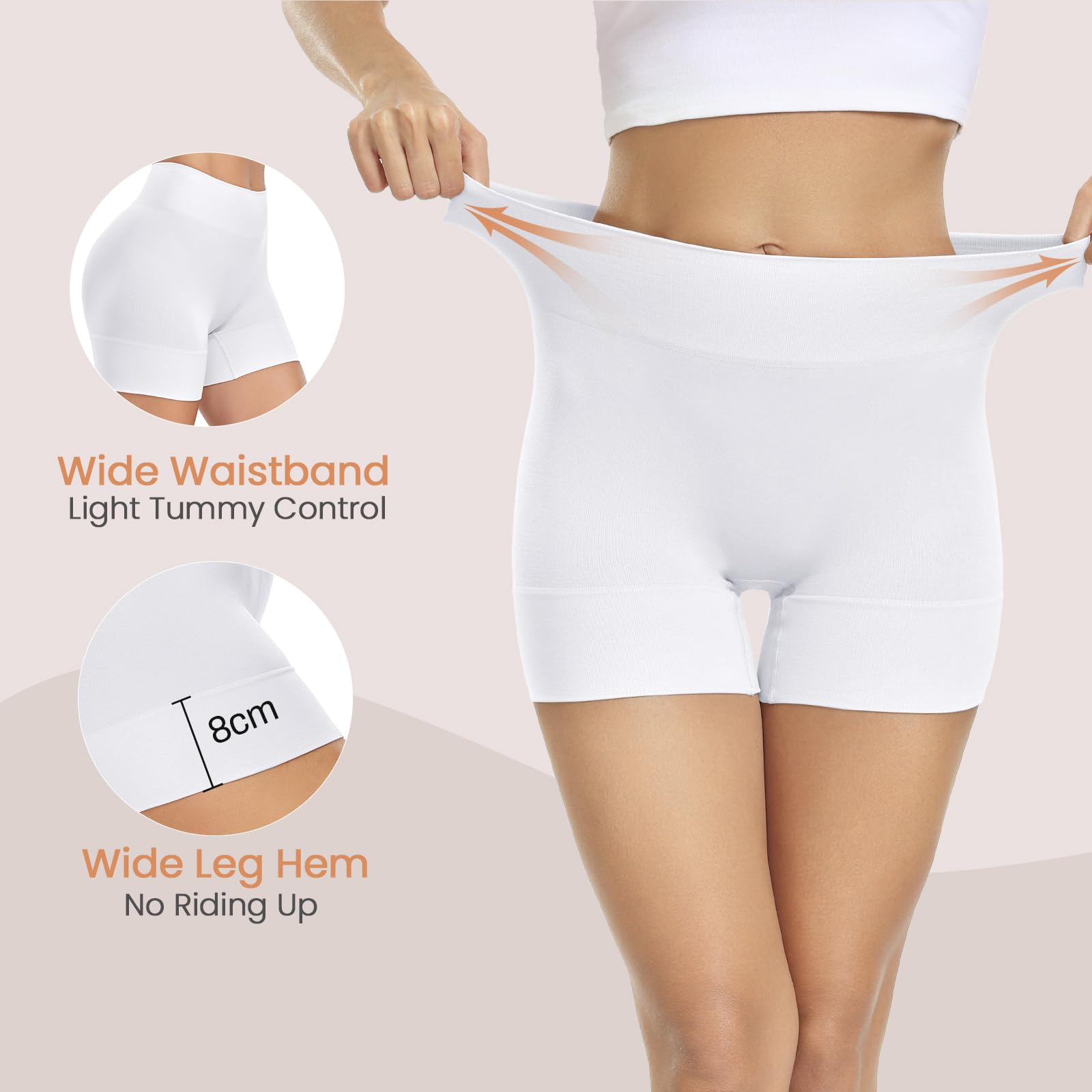 BESTENA Paquete de 3 pantalones cortos para debajo del vestido, pantalones cortos antirozaduras, pantalones cortos para mujer