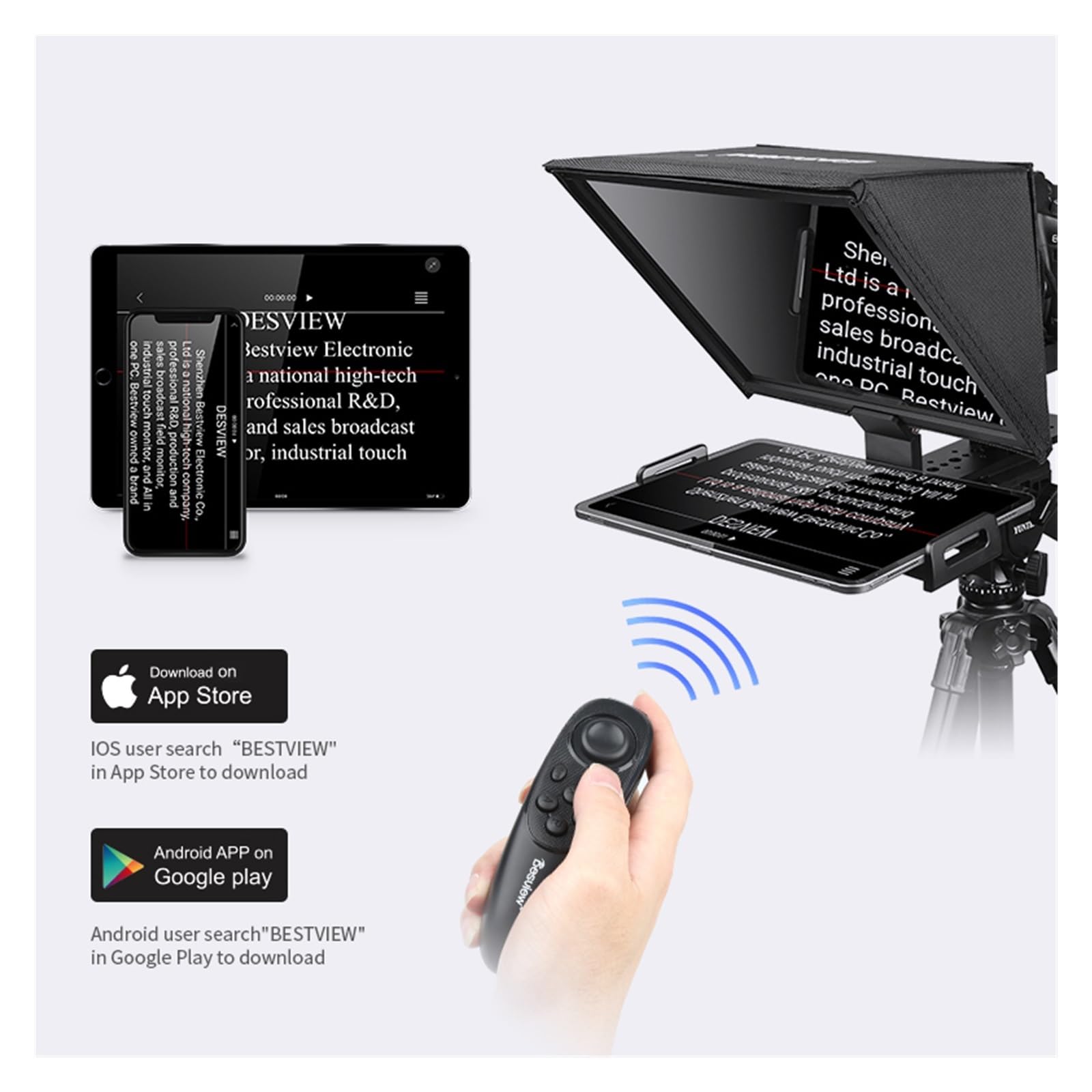 Teleprompter, T12 Teleprompter DSLR Micro Einzelkamera, zusammenklappbares HD-Display, unterstützt vertikale Aufnahme, Online-Prominente, Live-Interview, Online-Lehre Live-Streaming