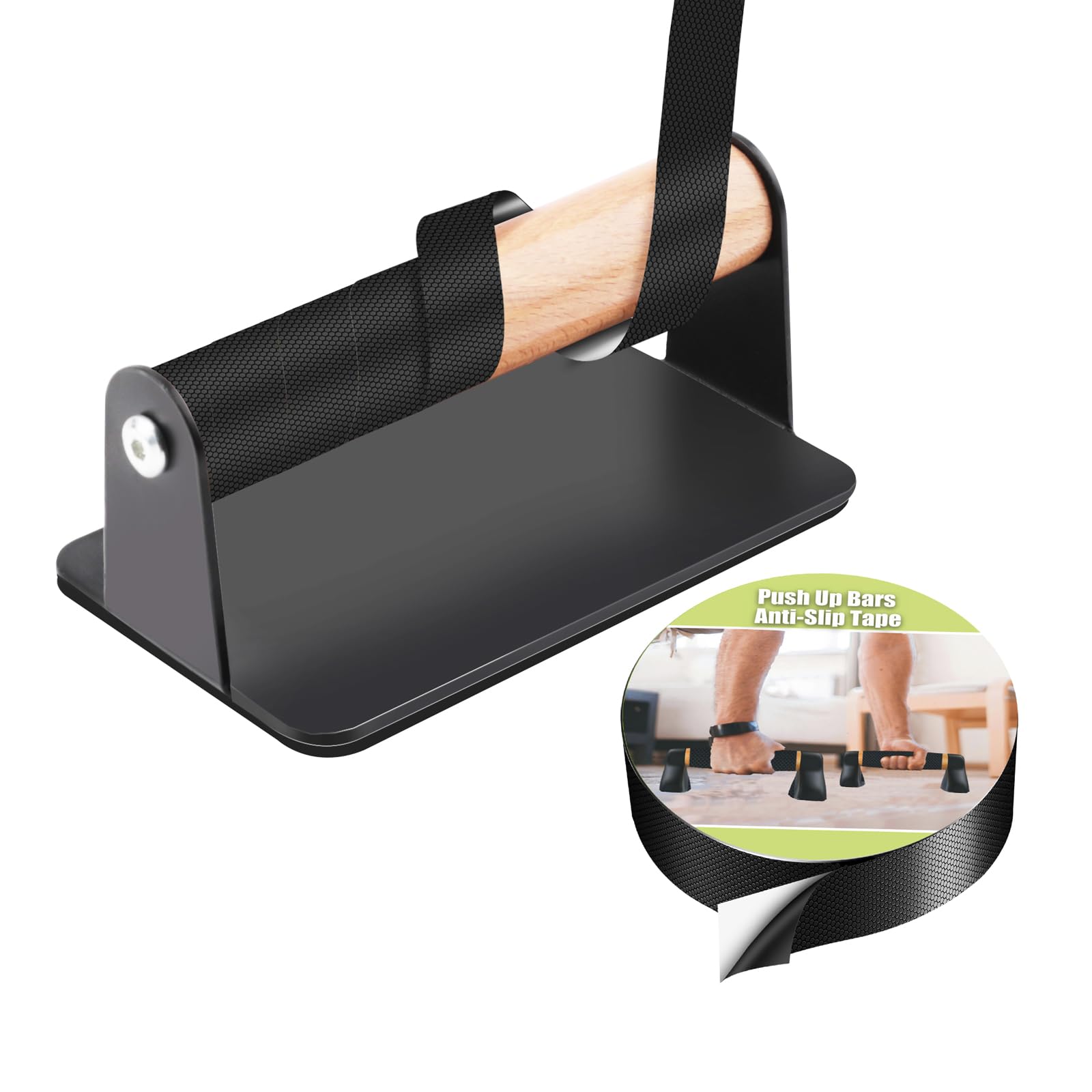 Push Up Bars Anti-Slip Tape，Rubber Grip Tape，Provides Comfortable Grip and Anti-Slip for Gym Equipment,and Tools (Black, 1In x 10Ft)