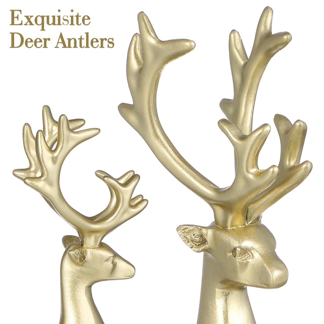 Veemoon 2 StüCk Weihnachts Goldene Harz Hirsch Figure Desktop-Rentier Deko Winter Weihnachten Tisch Elch Ornamente Elegant Hirsch Skulpturen FüR Saisonale Wohnzimmer Und Schlafzimmer Regale