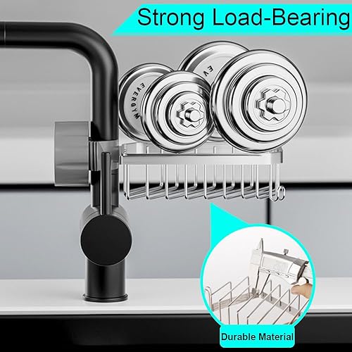 Miniatura 4 de Soporte de esponja sobre grifo, organizador de cocina, organizador de fregadero, estante de drenaje desmontable de acero inoxidable para esponja