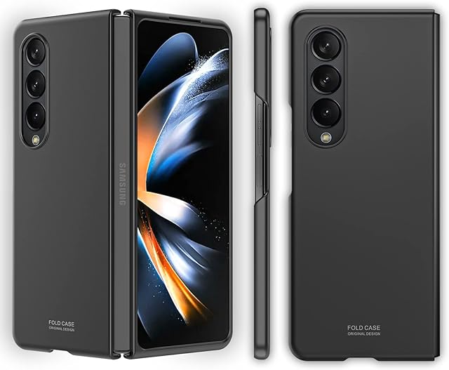 Vizvera for Samsung Galaxy Z Fold 4 Case Polycarbonate Cover Scrub Skin Design Slim Ultra Thin Lightweight Scratch Resistant Full Protection Phone Case for Samsung Galaxy Z Fold 4 5G -Black