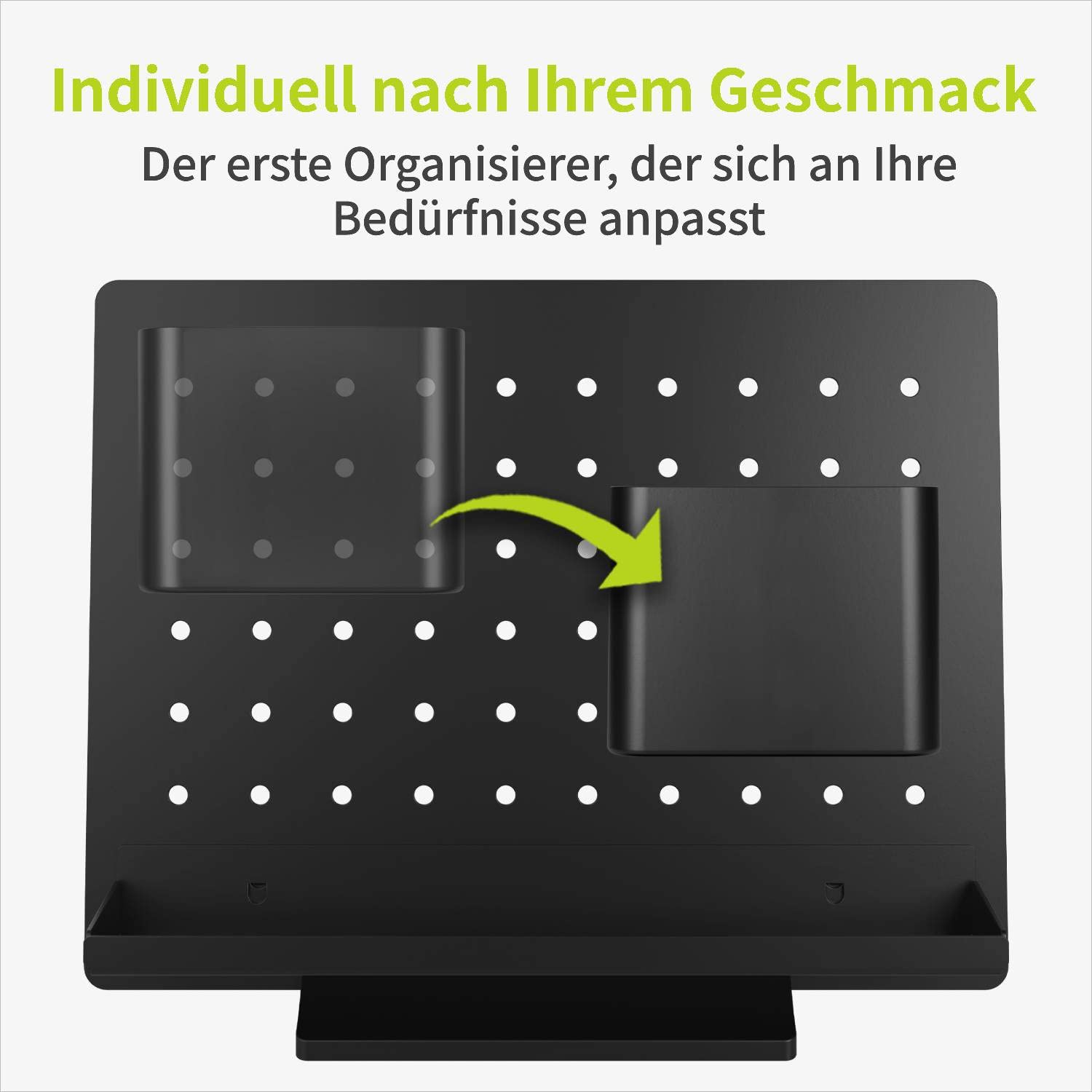 ACROPAQ Schreibtisch Organizer - Premium Büro mit Stifthalter, Sortierfächer, Hacken und Magnet, Stecktafel 6 Aufsätzen, Individuell anpassen - Schwarz, DO01