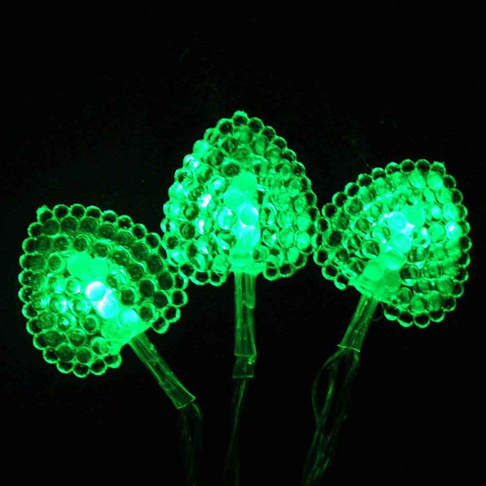 LED Luci a Forma di Cuore, 10m 80LED Alimentato a batteria Hearts forma Indoor LED String Fairy Lights per la decorazione del matrimonio dell'albero di Natale (verde)