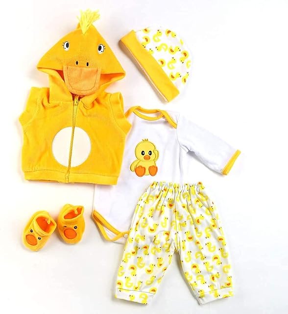 Yiwesanuk Reborn Dolls Clothes 22 inch Outfit Accessories Yellow Duck 5pcs Set for 20-22 Inch Baby Doll Newborn Girl&Boy