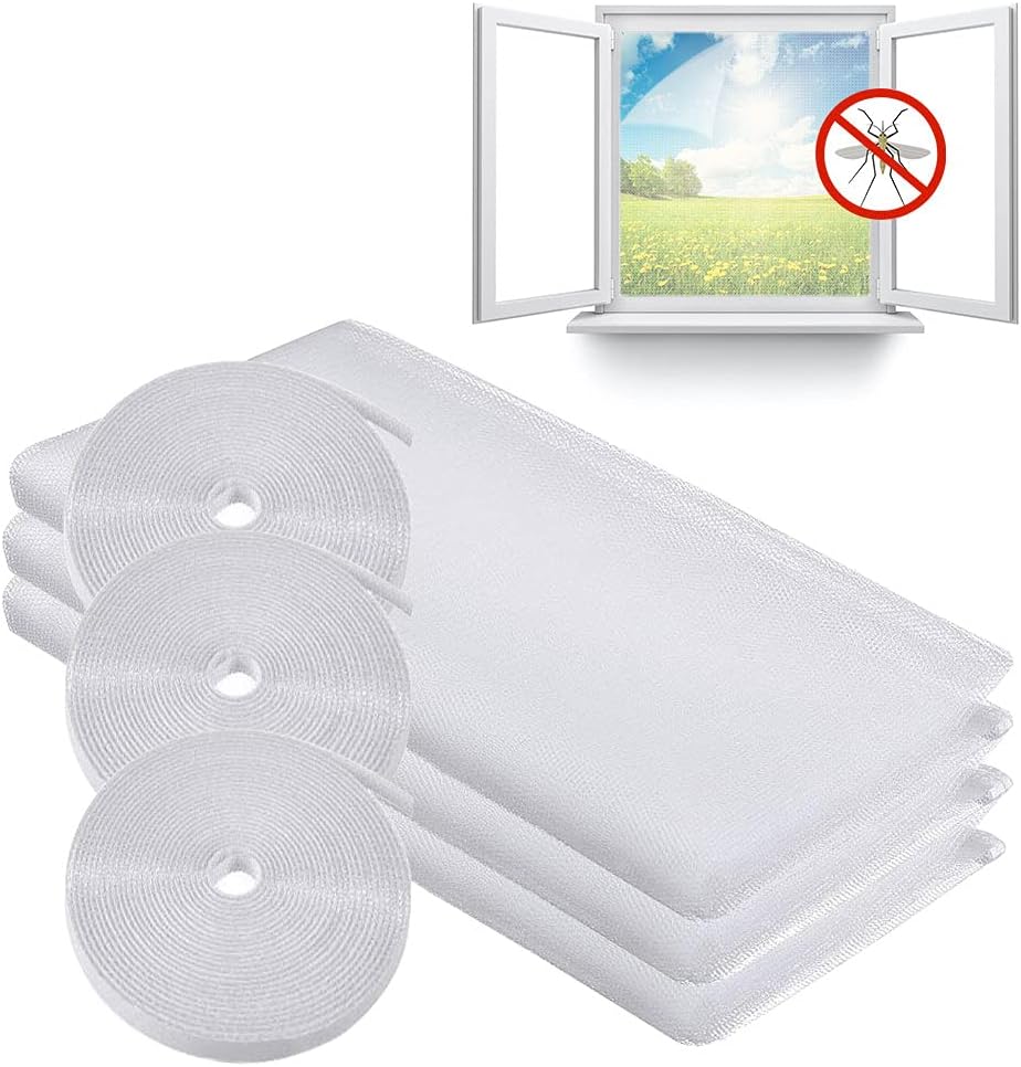 Fly Screen Mosquito Net for Window, EGNBU 3 Pack Insect Mesh Window Screen DIY Size Universal Transparent Washable Insect Netting - Mosquito & Bug Protection - Max Size 130 x 150 CM