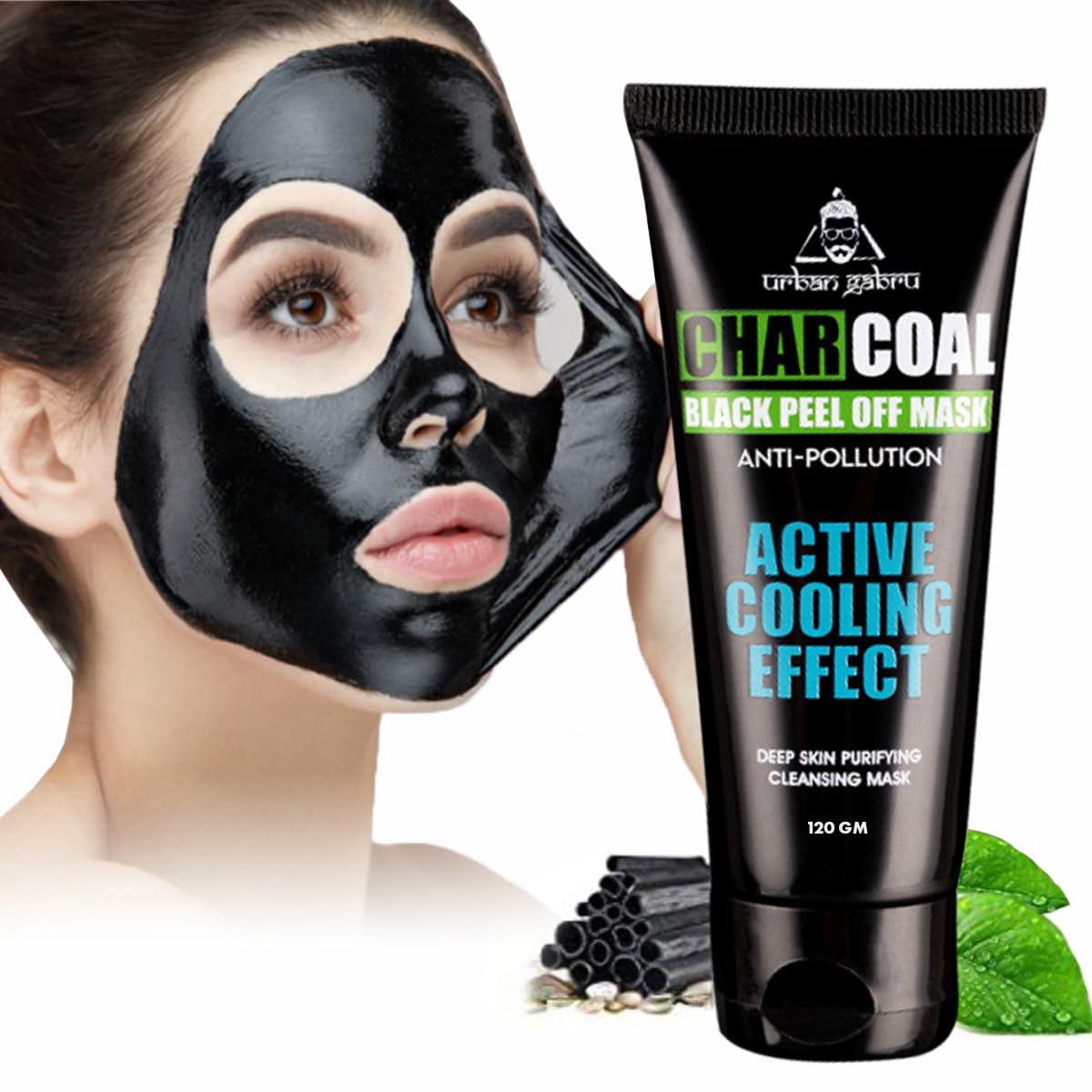 UrbanGabru Charcoal Black Peel Off Mask for Men & Women | Removes Blackheads and Whiteheads | Active Cooling Effect | Deep Skin Purifying Cleansing (60 gm)-image-49