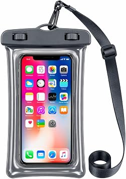 Floating Waterproof Phone Pouch IPX8, Universal Dry Bag Case for iPhone & Android, Beach Swimming Kayaking Phone Protector   Black