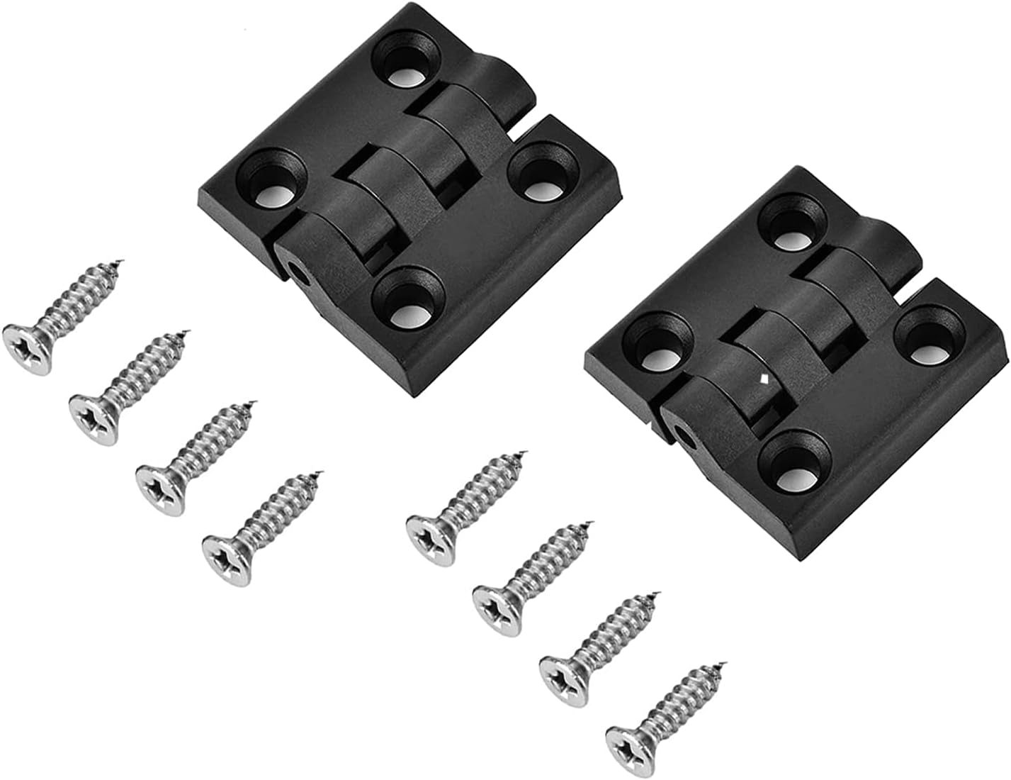 12PCS Cabinet Gate Closet Door Hinge 2.36" x 1.97"(LxW) ABS Nylon Door Hinge Folding Hardware Heavy Duty Adjustable Self Closing Hinge Black