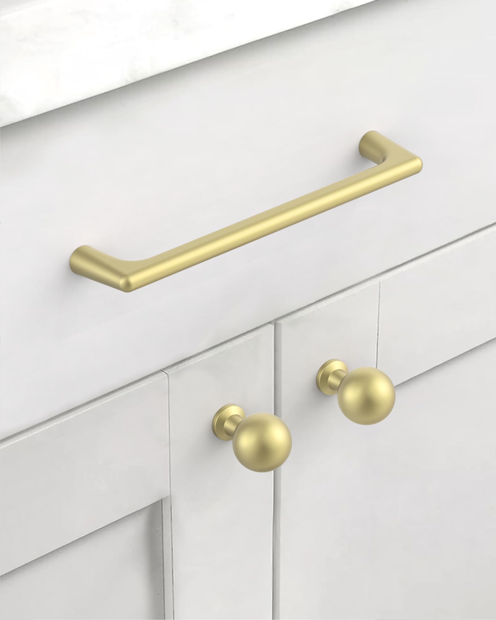 Paquete de 10 tiradores dorados cepillados de 3-3/4 pulgadas (96 mm) para gabinetes de cocina, cajones y armarios