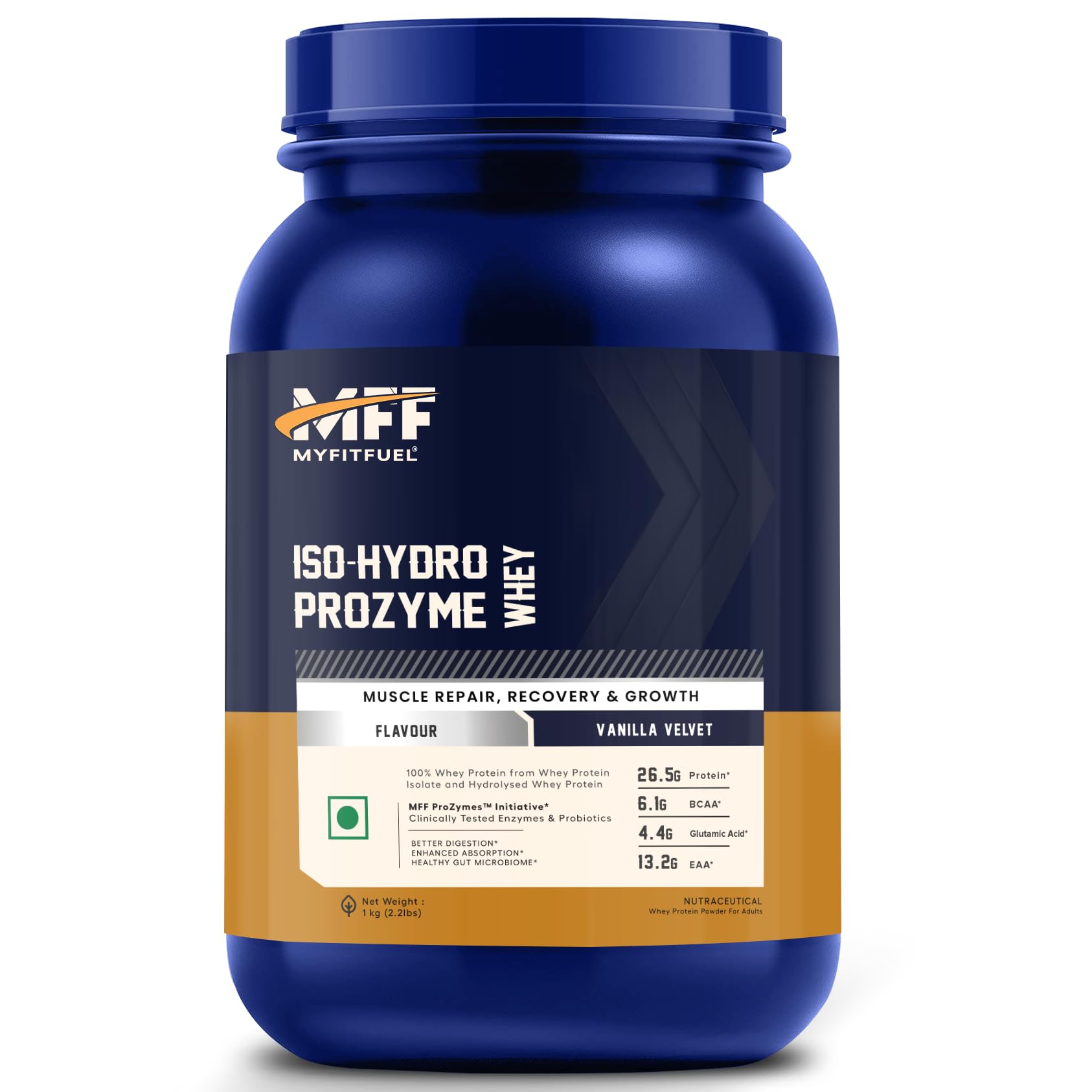 MyFitFuel ISO-HYDRO ProZymes Whey, Low Carb, 100% Pure Whey Protein Isolate & Hydrolysed Whey | Clinical Trial Enzyme & Probiotics For Faster Digestion & Enhanced Absorption | (Vanilla Velvet, 1 Kg)-image-24