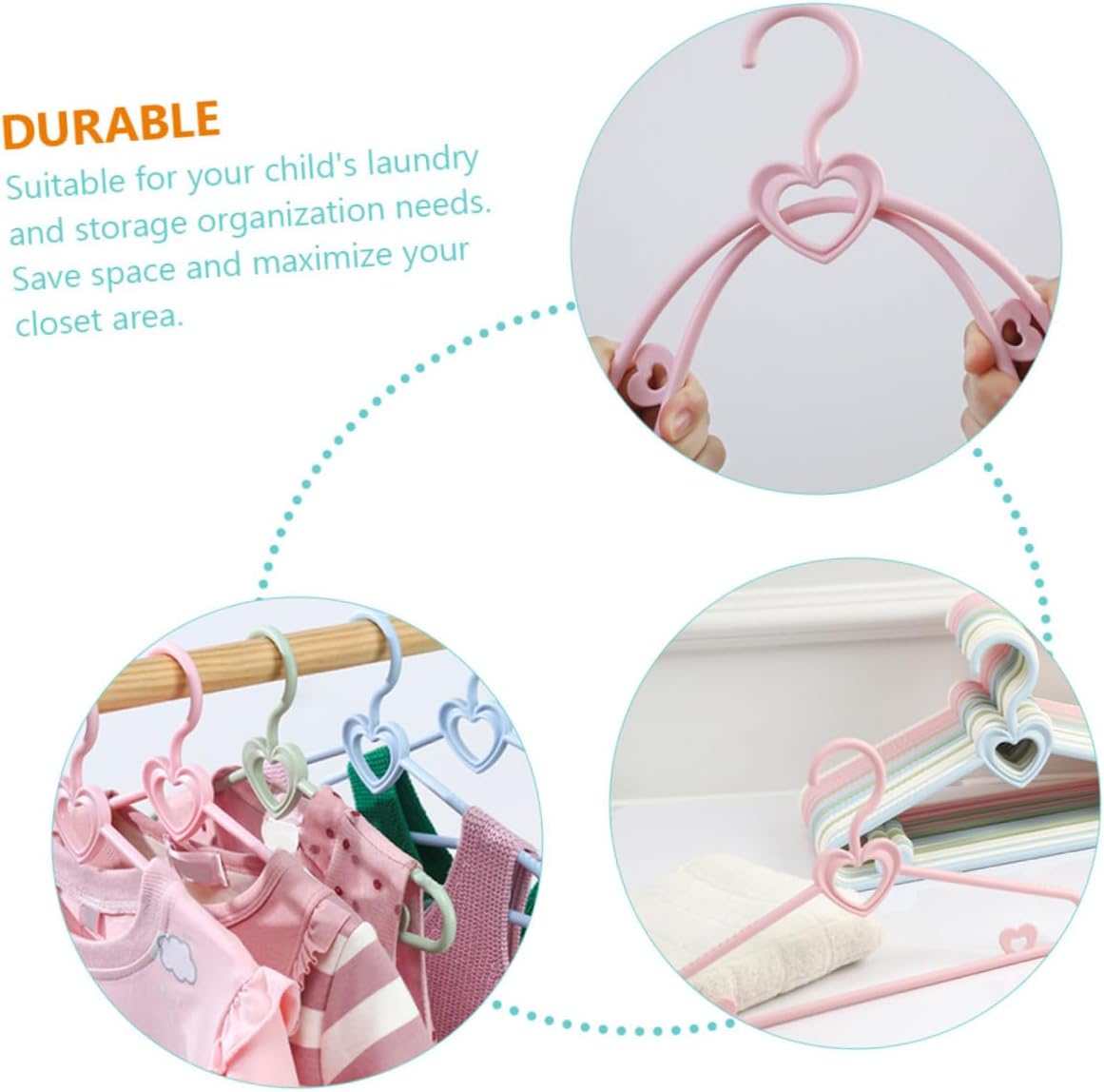 20pcs Clothing Hangers Thickened Non-Slip Closet Organizers for Boys and Space-Saving Clothes Hooks in White Rose Green