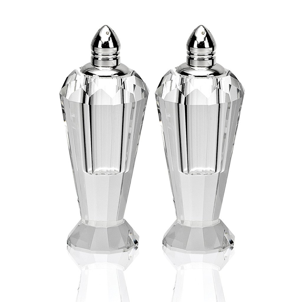 Badash Pair of Optical Crystal Salt and Pepper Shakers, Heig