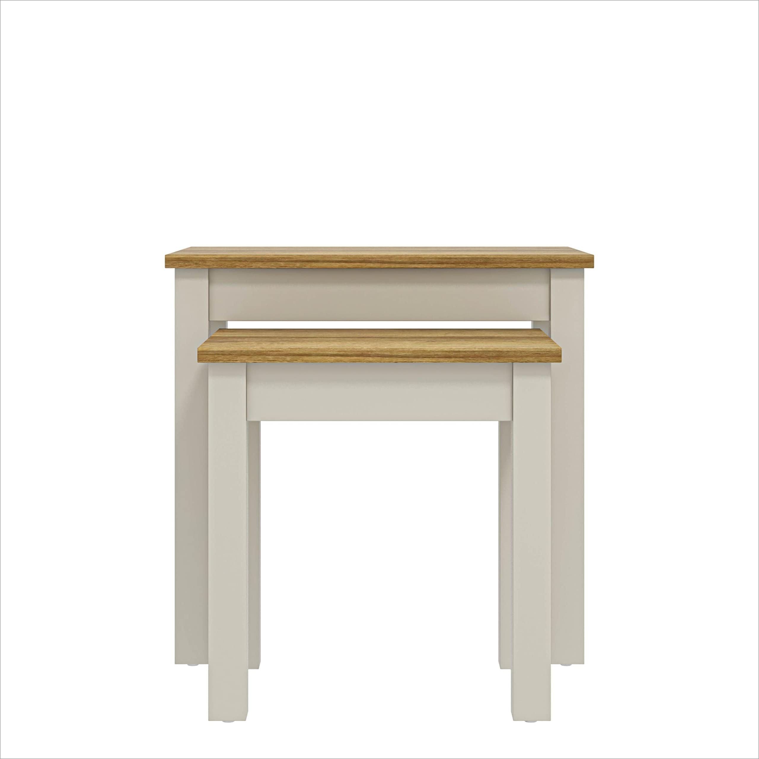 Galano Sufy Nest of 2 Tables – Modern Sofa Side Table Set for Living Room – Lightweight Multilevel Coffee Table Unit – 33 x 48 x 46.5 cm – Light Grey