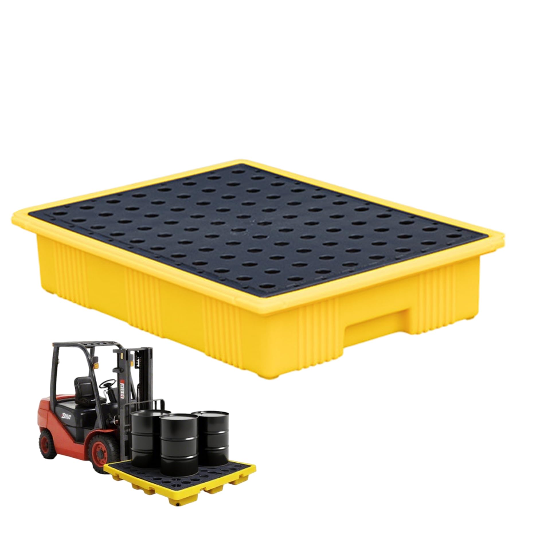 Plateau de confinement des déversements 19, 3 x 13, 8 x 3, 5 pouces, capacité de 11 L, palette déversement charge 110 lb avec drain, plateaux confinement résistants aux produits chimiqu