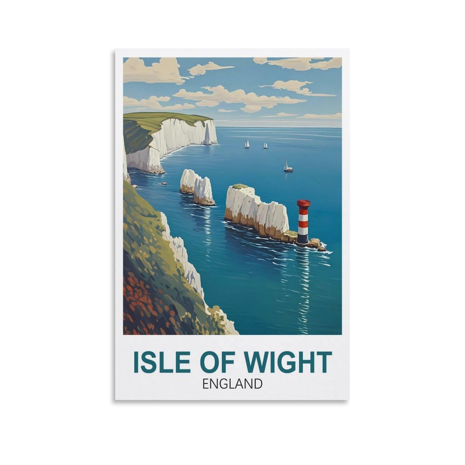 YMQWJYLW Isle of Wight England Vintage Travel Poster 08x12inch(20x30cm) Canvas Printing Home Decor Wall Art Prints