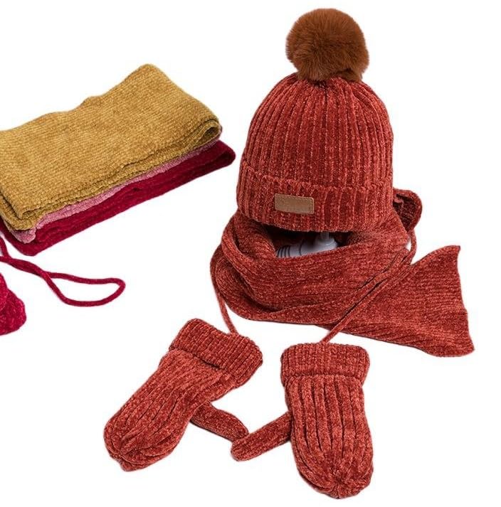 Gorro cálido para niños de invierno ZONTO bufanda guantes de vellón 6