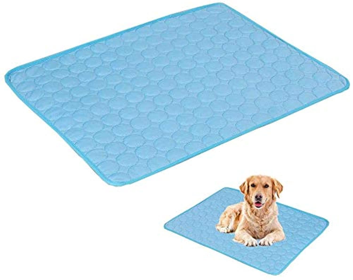 hopeworld Dog Cooling Mat Large - Hamkaw Pet Cats Dogs Cooling Pad With 3 Layers - Help Your Pet Stay Cool - Non Toxic Ice Silk Mat Sleep Cushion For Kennel Sofa Bed Floor Indoor Outdoor Blue