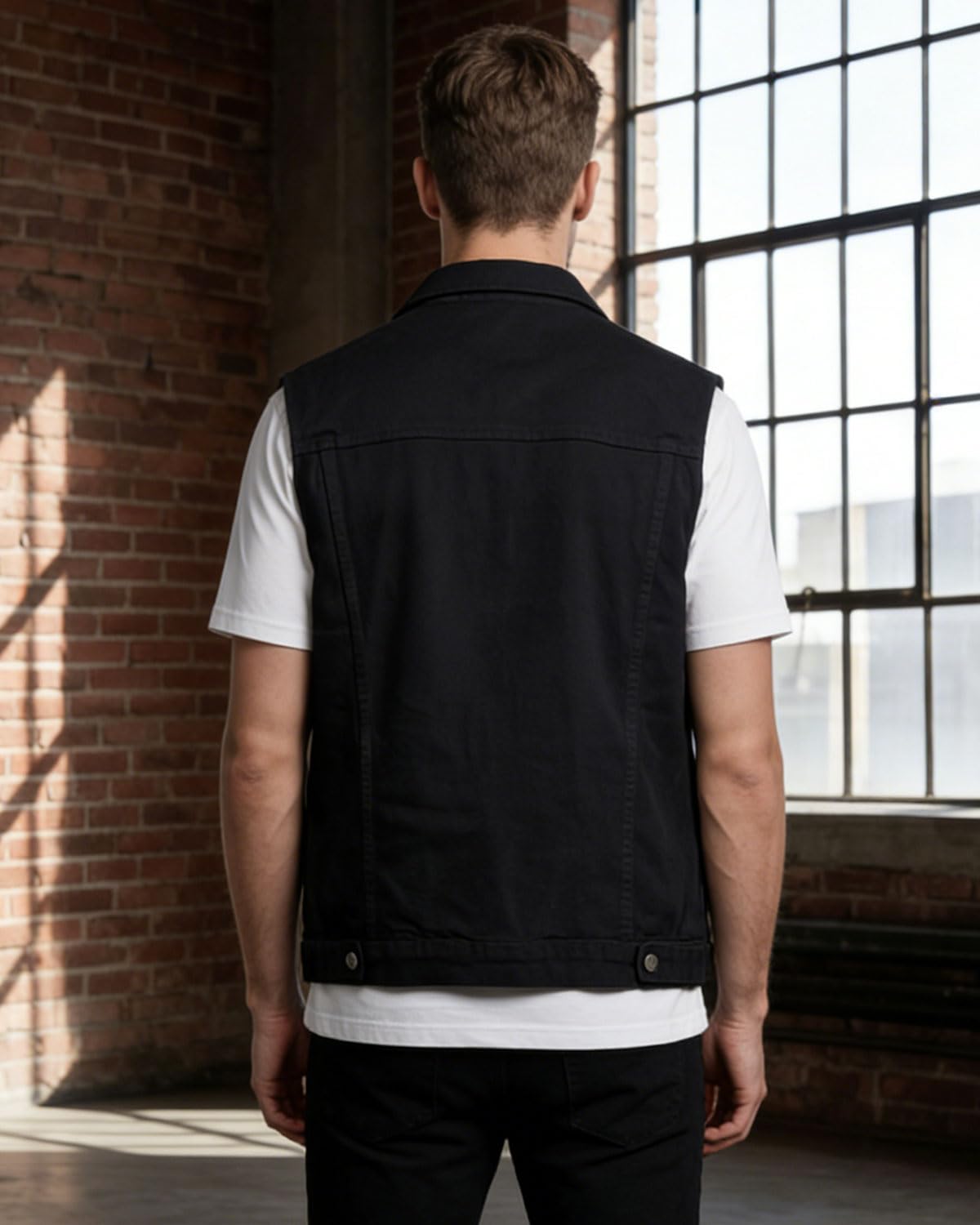 Gilet en Jean pour Homme Rétro Veste Sans Manches en Jean Multi Poches Gilet Denim de Motard Vintage Gilet en Jean de Moto