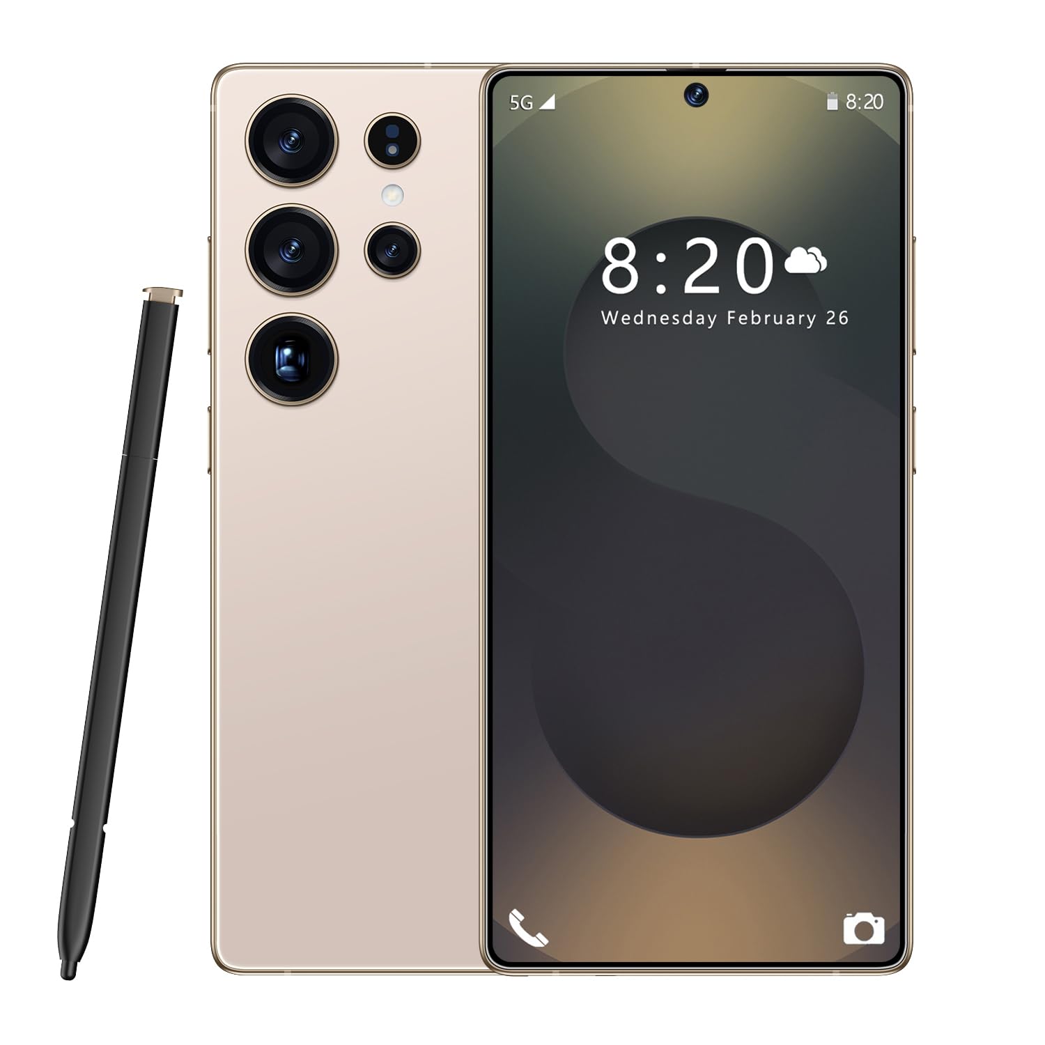 Smartphone S25 Ultra Pro 5G – 16 GB di RAM 1 TB di ROM | 7,3" HD AMOLED 144Hz | 108 MP principale 72 MP ultra-grandangolare | Snapdragon 8 Gen 3 | 8000 mAh | Android 14 | Sbloccato,Desert Gold-1TB