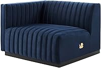 Vista 284 de Modway Conjure - Sofá seccional tapizado de terciopelo de alto rendimiento, con canal, silla sin brazos en negro y gris