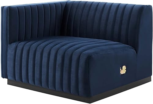 Miniatura 284 de Modway Conjure - Sofá seccional tapizado de terciopelo de alto rendimiento, con canal, silla sin brazos en negro y gris Negro-Gris,Negro