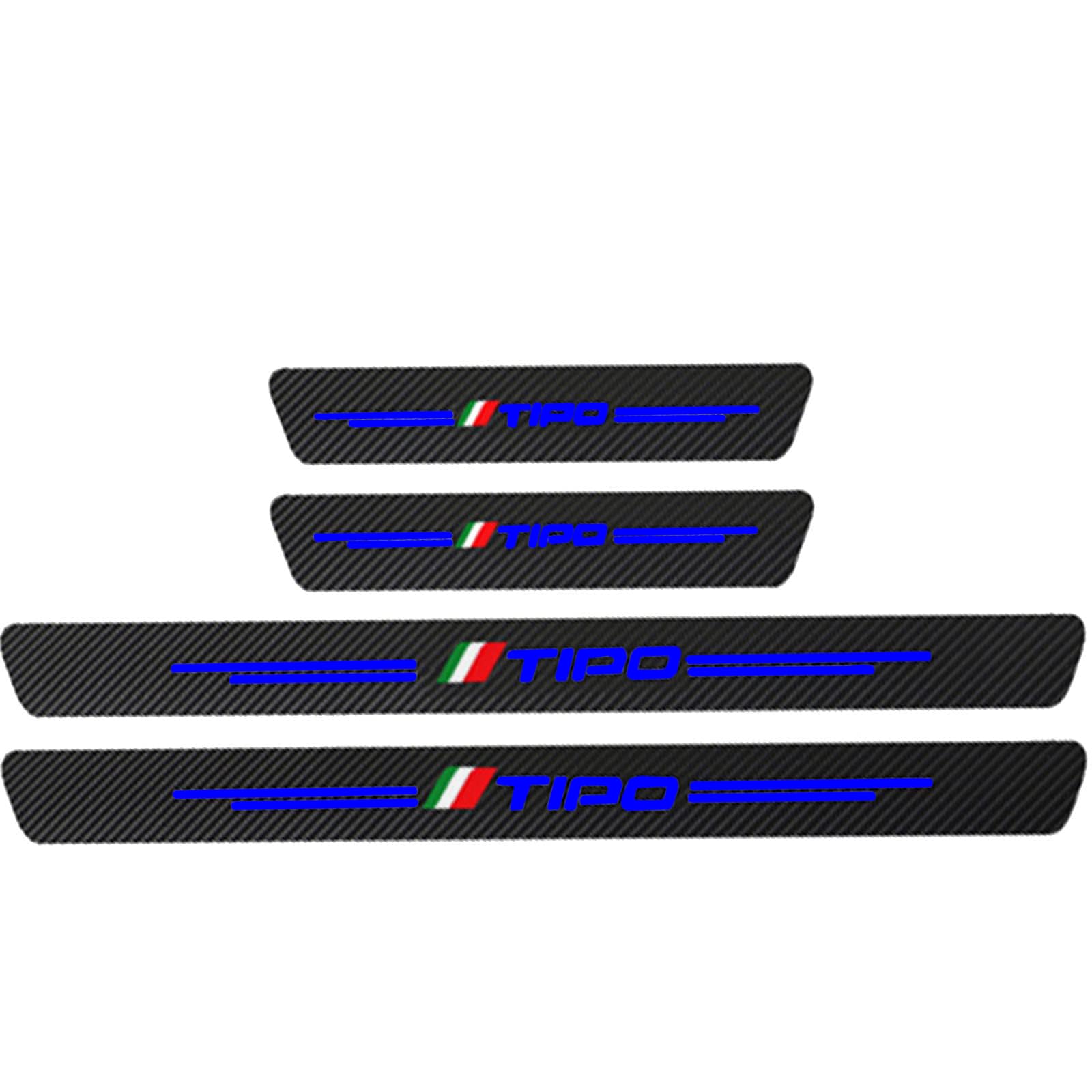 KAFMZEP 4pcs Car Door Sill Protectors for Fiat Tipo Accessories, Self Adhesive Carbon Fibre Wrap Film Universal Automobile Threshold Strips Kick Plate Covers Sticker,Blue