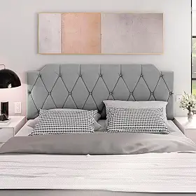 Cabeceira Kelly Box Estofada Painel Quarto Casal 1,40 Suspensa Almofadada Luxo Cinza