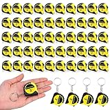 Kanayu 50 Mini Tape Measure Keychains 3 ft Small Retractable Measuring Tape Bulk with Lock Steel Easy Read Pocket for Birthday Party Favors Daily Use (Yellow)