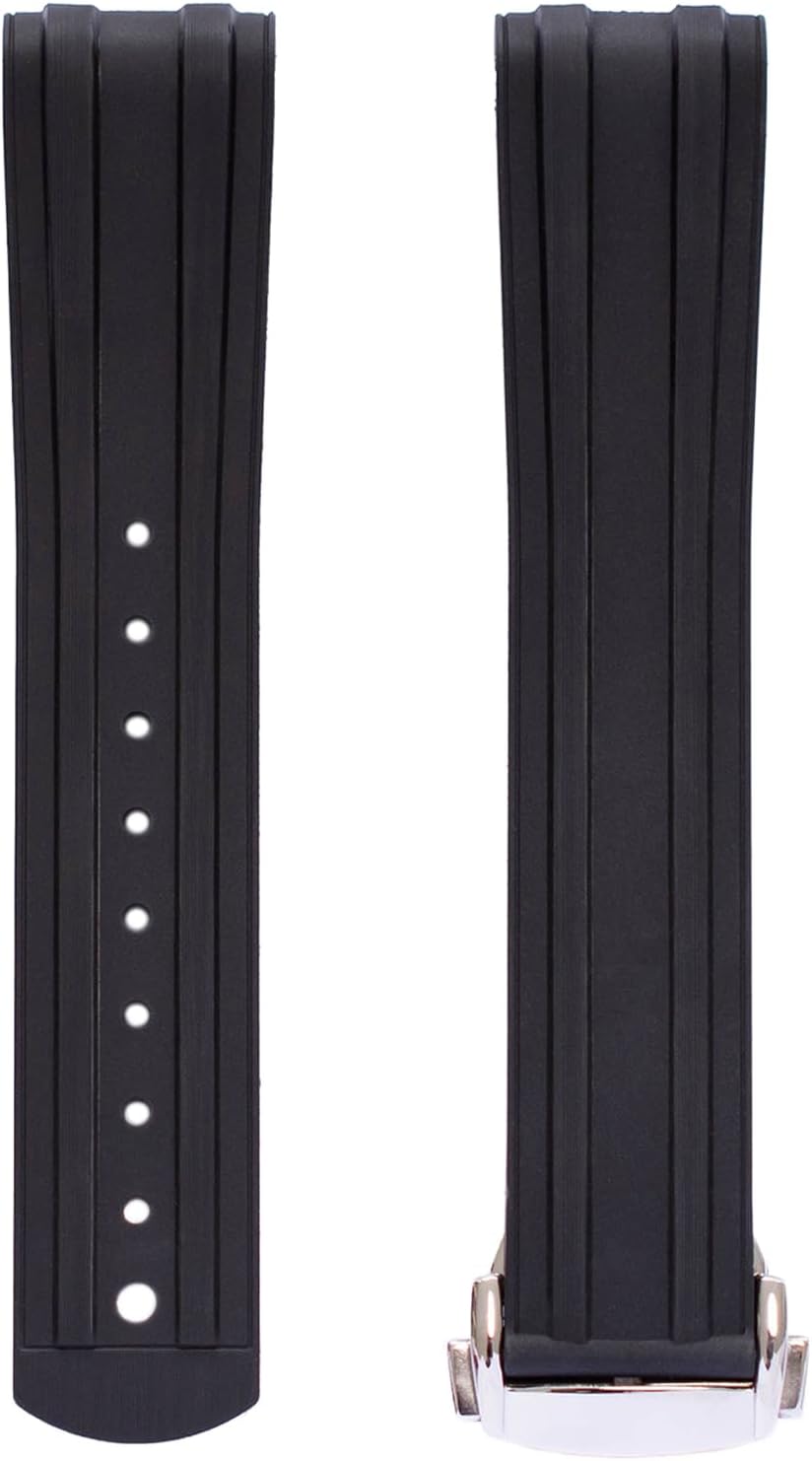 20mm Fluoro Rubber Watch Band for Omega Seamaster 300, Waterproof Replacement Watch Strap with Deployment Clasp, Soft Durable Sport Wristband for Men & Women, Multiple Colors