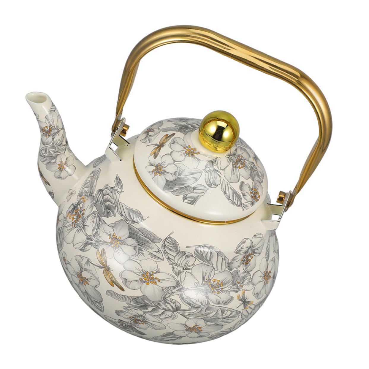 Enamel Pot Enamel Tea Kettle Vintage Tea Kettle Floral Pattern Teapot Stove Top Water Kettle Camping Stove Camping Coffee Pot Decorative Teapot Water Boiling Pot Camping Teapot