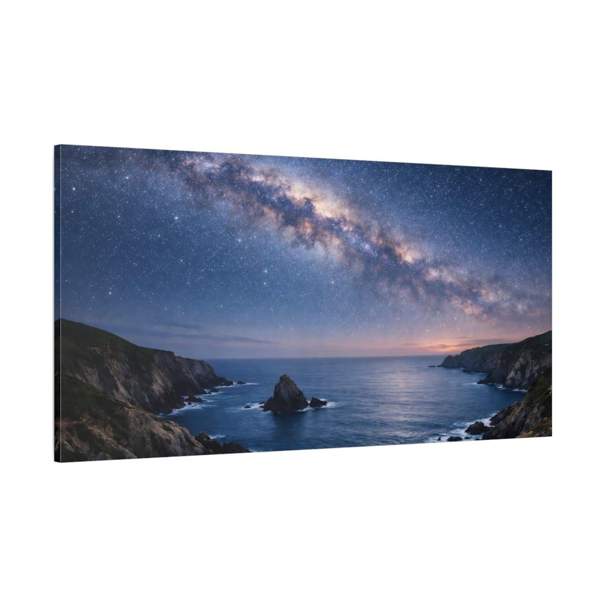 YESARTYES Nature Milky Way Blue Night Sky - Canvas Wall Art Print 48×24 inch (120×60 cm) - Horizontal / 1.25 inch (3 cm)